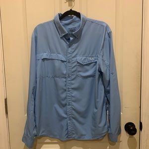 HUK Brand Light Blue Long Sleeve Fishing Shirt